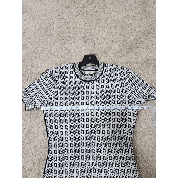 Authentic Fendi Zucca Jacquard Knit Bodycon Midi Dress Medium size White/Black - Picture 8 of 15